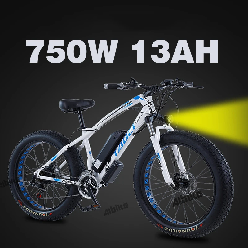 Bestellen 26-zoll Elektrische Bike 45 Km/h Leistungsstarke Pendler Fahrrad 48V 13Ah Batterie 750W Bürstenlosen Motor Doppel Disc Bremse Fett Reifen Ebike