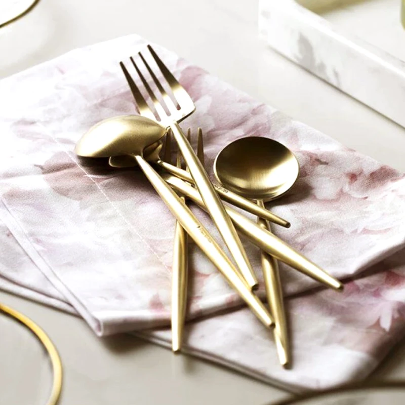 Золотой столовый набор из 18/10 нержавеющей стали столовых приборов палочки для