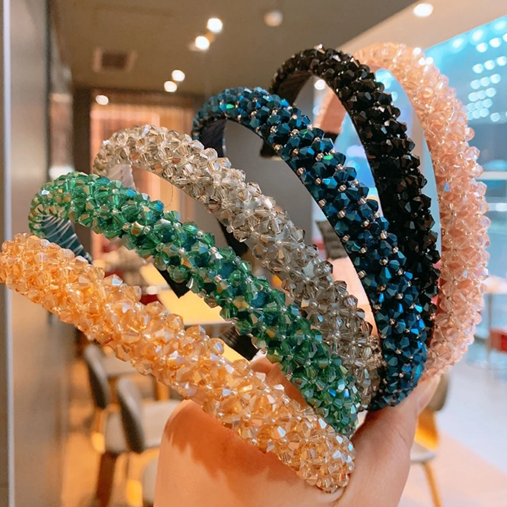 

Trend Luxury Headwear Ladies Shiny Simple Rhinestone Headband with Padded Trendy Diamond Crystal Headband Party Hair Accessories