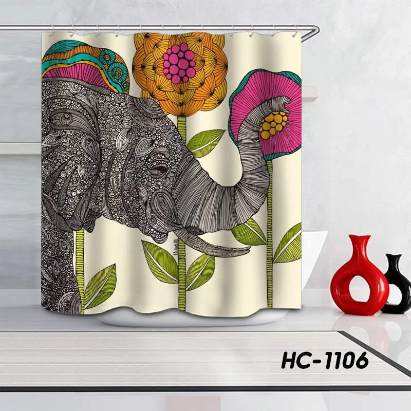 HC-1106 Новая занавеска для душа s слон серия занавеска для душа s полиэстер водонепроницаемый ванная комната занавеска для душа занавес комнаты перегородка - Цвет: HC-1106