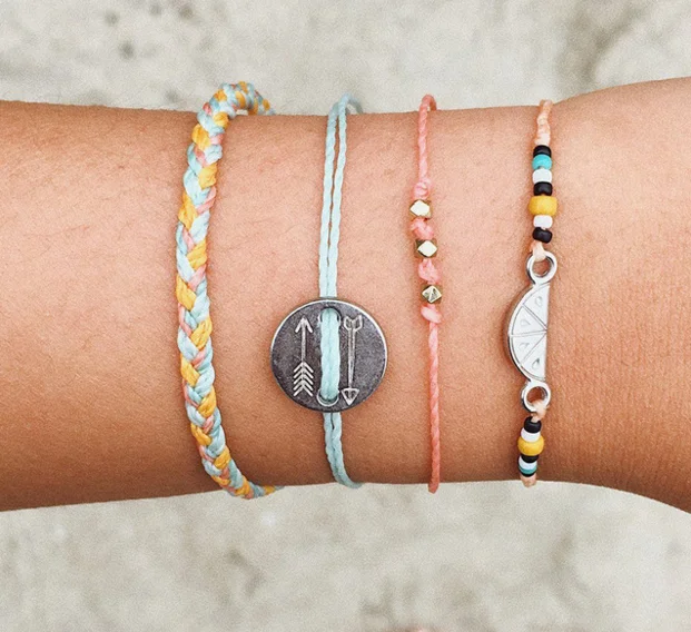 Женский плетеный браслет из бусин и арбуза 4 шт./компл. модный пляжный вечерние