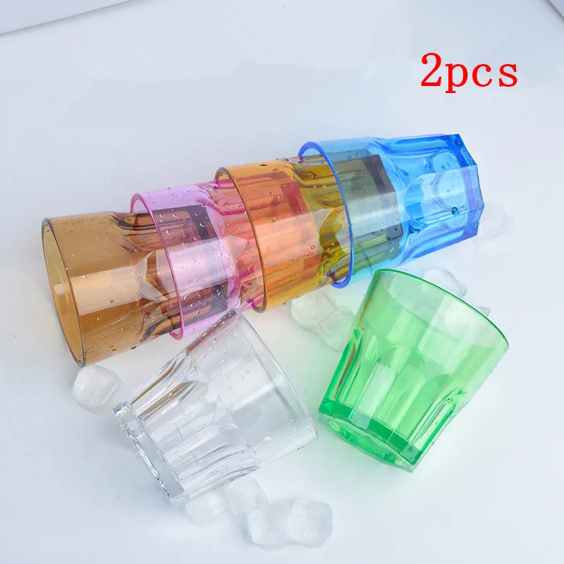 

2pcs Color Octagonal Wine Glass Bar Thickened Heat-resistant And Drop-resistant Acrylic Cup Family Party KTV Liquor Beer Glass