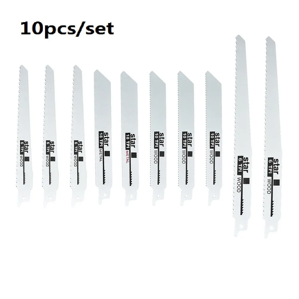 

10pcs Reciprocating Saw Blades Saber Saw Handsaw Multi Saw Blade For Cutting Wood Metal PVC Tube Power Tools Accessories