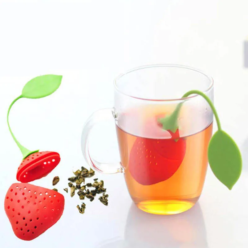 1Pcs Whale Leaf Strawberry Tea Set Filter Stainless Ssteel Herbal Spice Brewing Filter Kitchen Ttool Portable Silicone Tea Maker images - 6