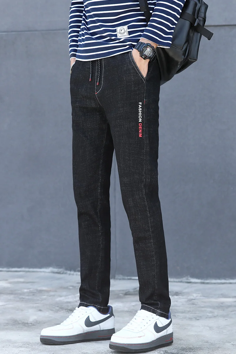 Уличная одежда мужские брюки джинсы осенние классические для мужчин облегающие