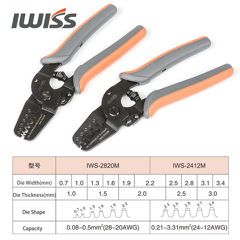 Фото Клеммы IWISS для обжима обжимной инструменты клеммы и коннекторы JST Molex Tyco IWS 2412M Клеммы IWISS для обжима обжимной инструменты клеммы и коннекторы JST Molex Tyco IWS 2412M