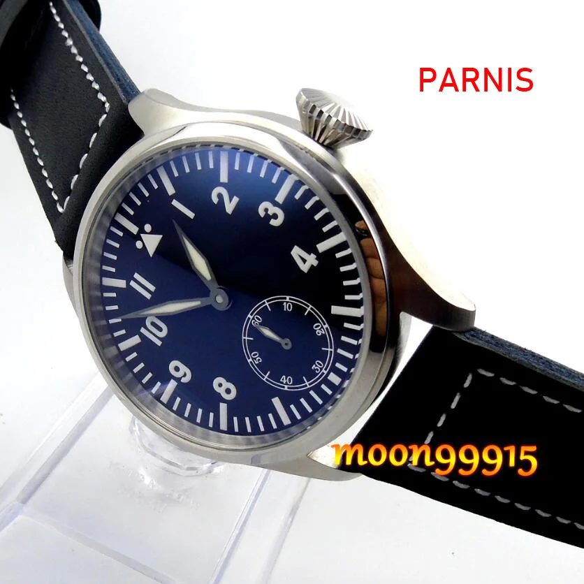 Мужские часы с черным циферблатом parnis 47 мм синим светом 6498|watch men|watch men watchwatch watch |