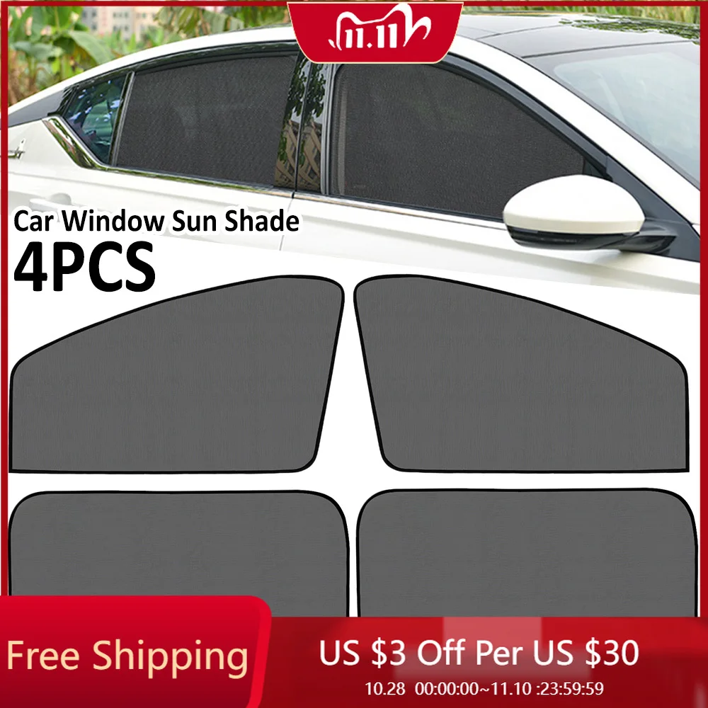 

4 Pcs Magnetic Car Sunshade UV Protection Car Curtain Auto Window Sunshade Side Window Mesh Sun Visor Summer Protection Window
