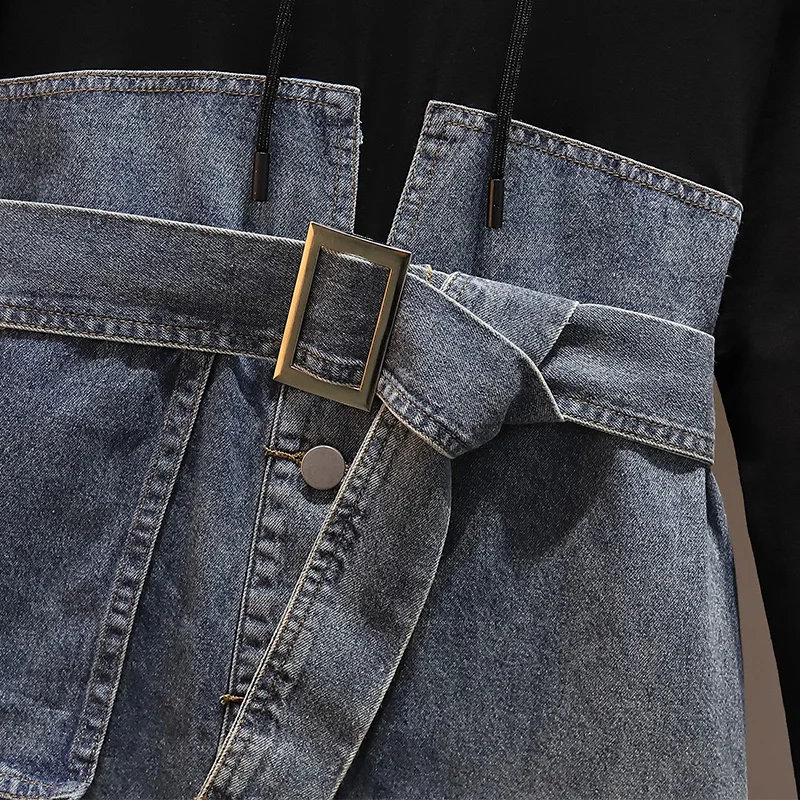 Trytree 2020 весеннее женское Повседневное платье с капюшоном на шнуровке черное