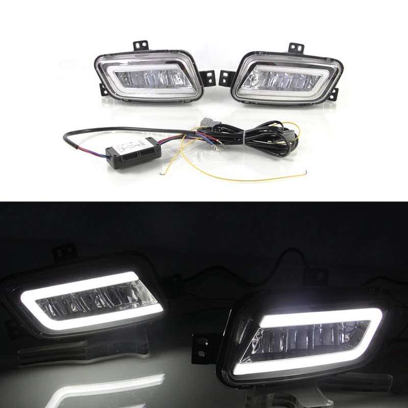 

2Pcs for Ford with Yellow and Blue LED Fog Light Daytime Running Light Everest 2016-2019
