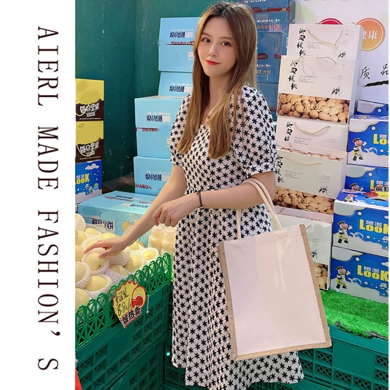 Многоразовая Джутовая сумка-тоут для покупок с прочной ручкой Женская