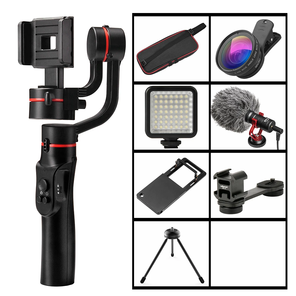 H2 Bundle7 3-осевой портативный смартфон Gimbal стабилизированный держатель для iPhone 11 Pro Xs Max Xr X 8 плюс samsung S9 S8 3 оси Zoom Action Камера - Цвет: H2 Bundle7