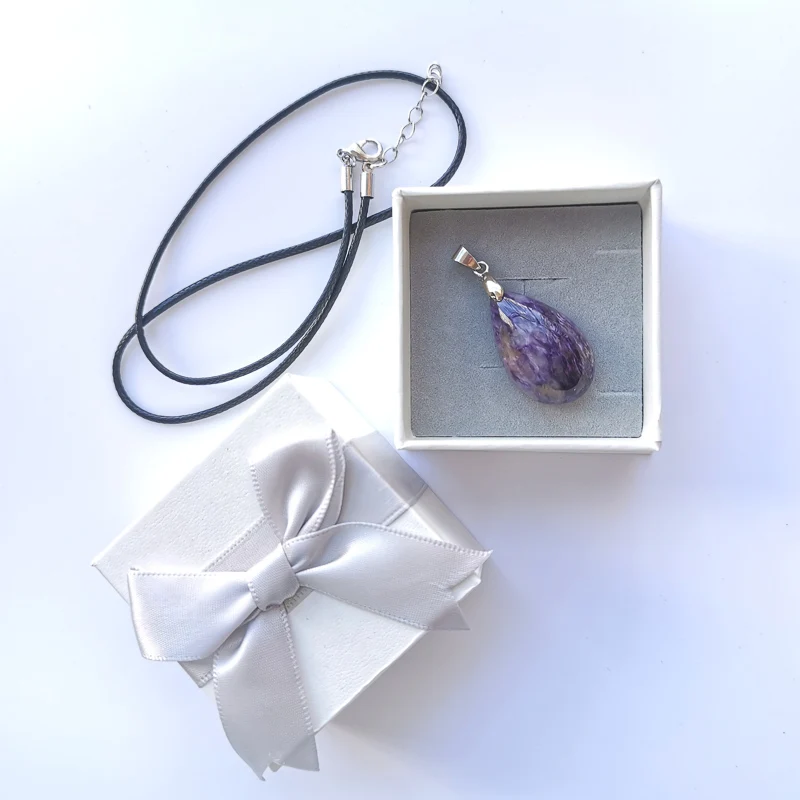 FFGems 100% Природный чароит фиолетовое большое ожерелье с кулоном высокого качества