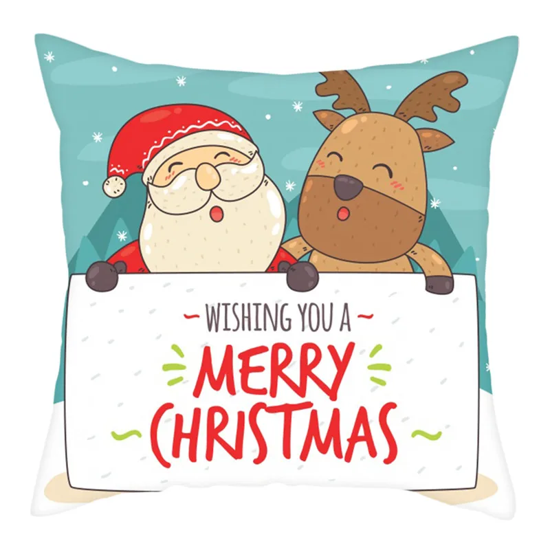 

Nanacoba Christmas Day Gift Cushion Cover Santa Claus Print Pillow Cases for Home Decor Sofa Short Plush Pillows Covers 45x45cm