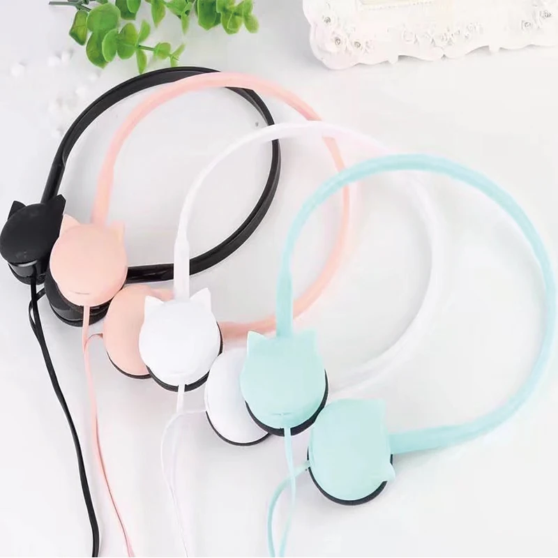 Наушники с милым мультяшным котом проводные наушники 3 5 мм музыкальная гарнитура