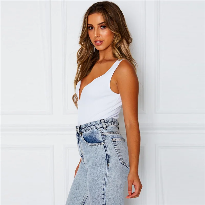 Комбинезон женский с глубоким V-образным вырезом пикантный Ромпер без рукавов