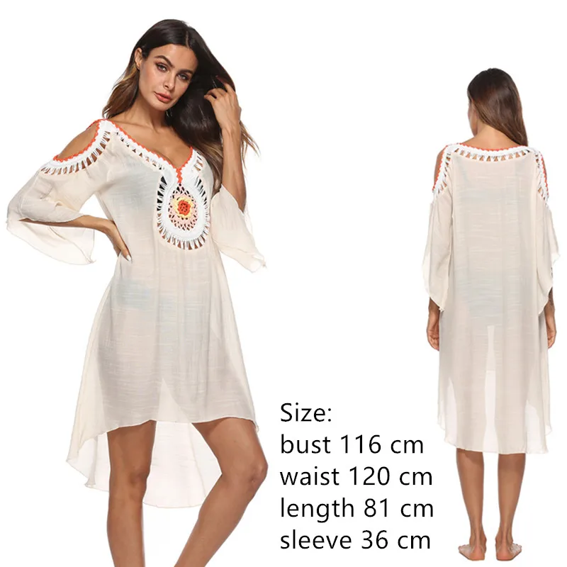 beige new Халат большого размера, Пляжное Платье, длинный купальный костюм, накидка для женщин, белый купальный костюм, макси Одежда, пляжная одежда, вязанный крючком цветок - Цвет: beige new