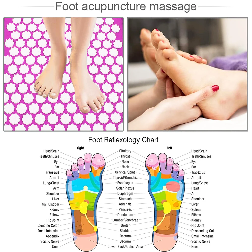 

New Lotus Acupressure Massager Mat Set Relieve Stress Back Pain Back Pain Yoga Massage Cushion Pad for Body Neck Foot Relaxation