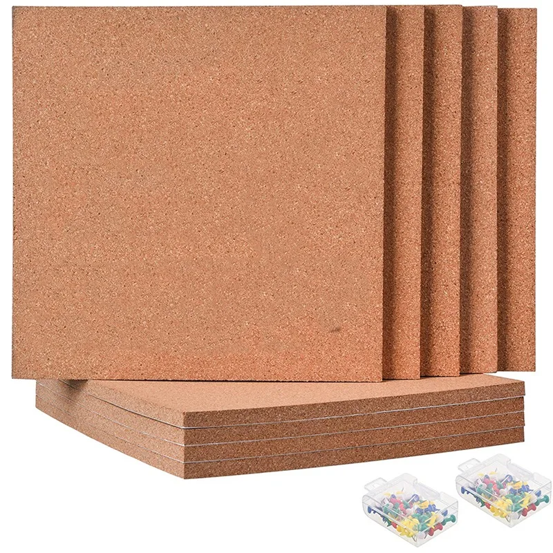 

Cork Board 1.27cm Thick Square Bulletin Board Cork Tile with 100 Promotional Mini Walls,5-Piece Self-Adhesive Cork Board