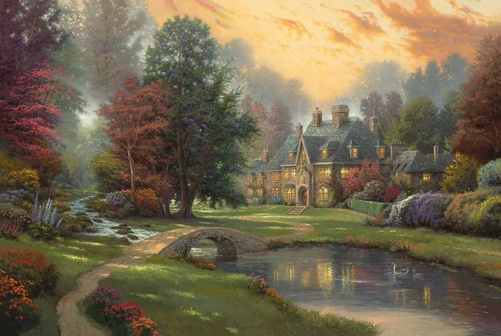 Абстрактная живопись Thomas Kinkade Ladys and The Tramps HD напечатанная на постеры печати холсте