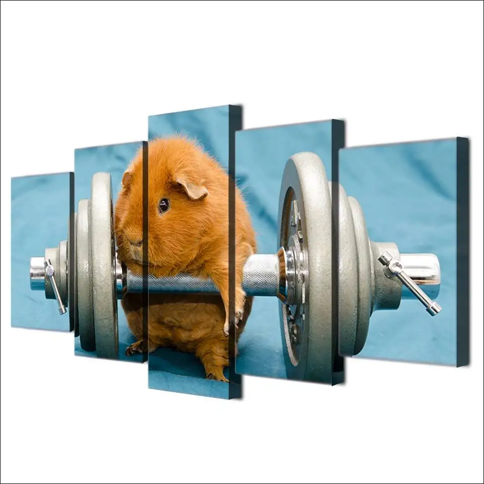 HD печать 5 шт Холст Искусство животное гантель картина настенные картины для