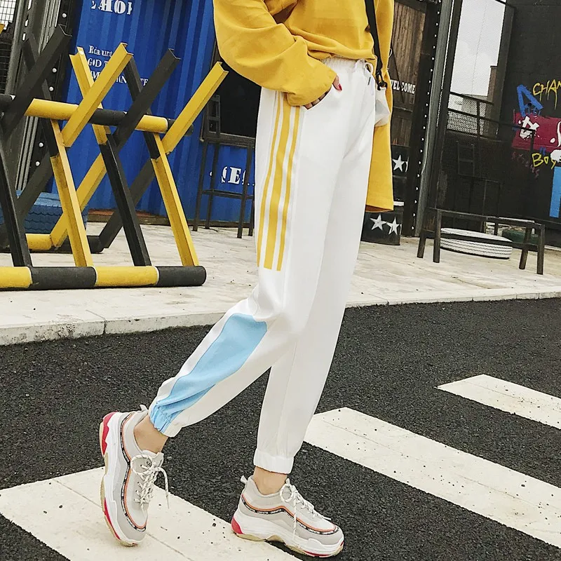 Женские повседневные свободные брюки до щиколотки с карманами в стиле Харадзюку