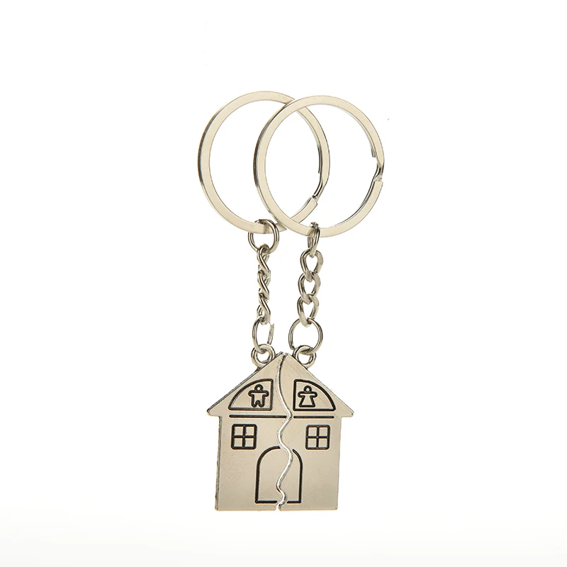 

1 Pair Metal Keychain House Souvenirs Keyring Key Couple Keychain