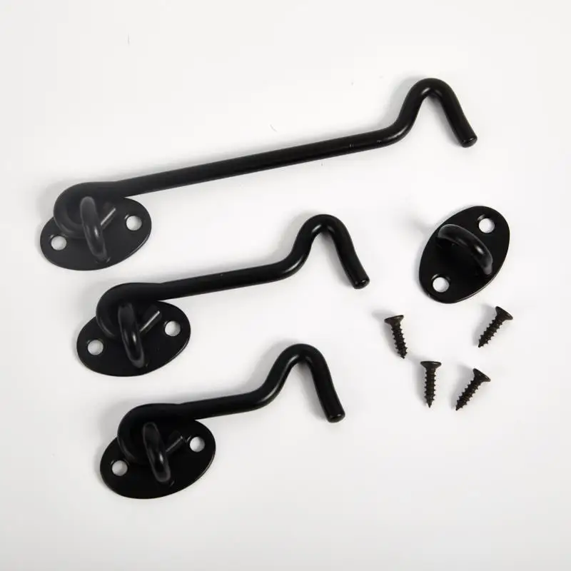 

Solid Vintage Door Window Hook Black Stainless Steel Cabinet Buckle Household Thicken Window Hook Accessories
