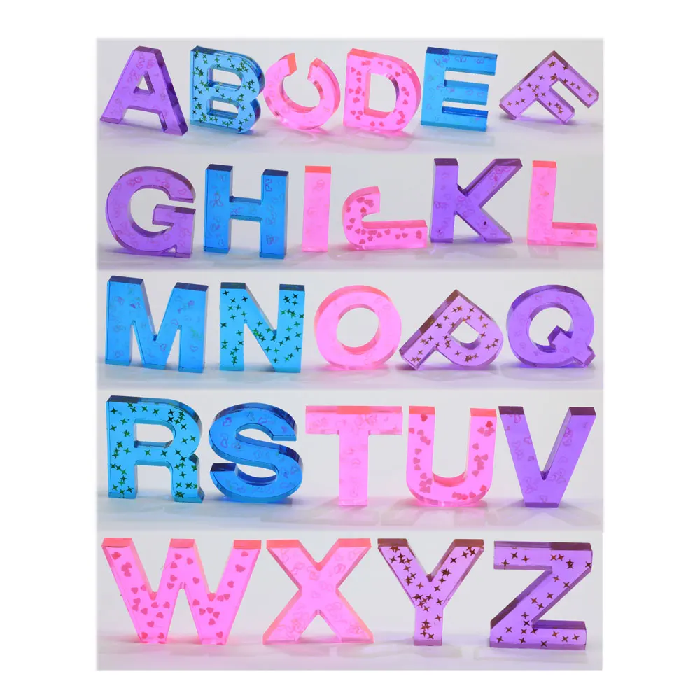 

10/20 шт. новейшие прозрачные 3D блестящие конфетти буквы из смолы инициальные буквы алфавита Подвески A до Z форма рамка для кабошона карты Cr