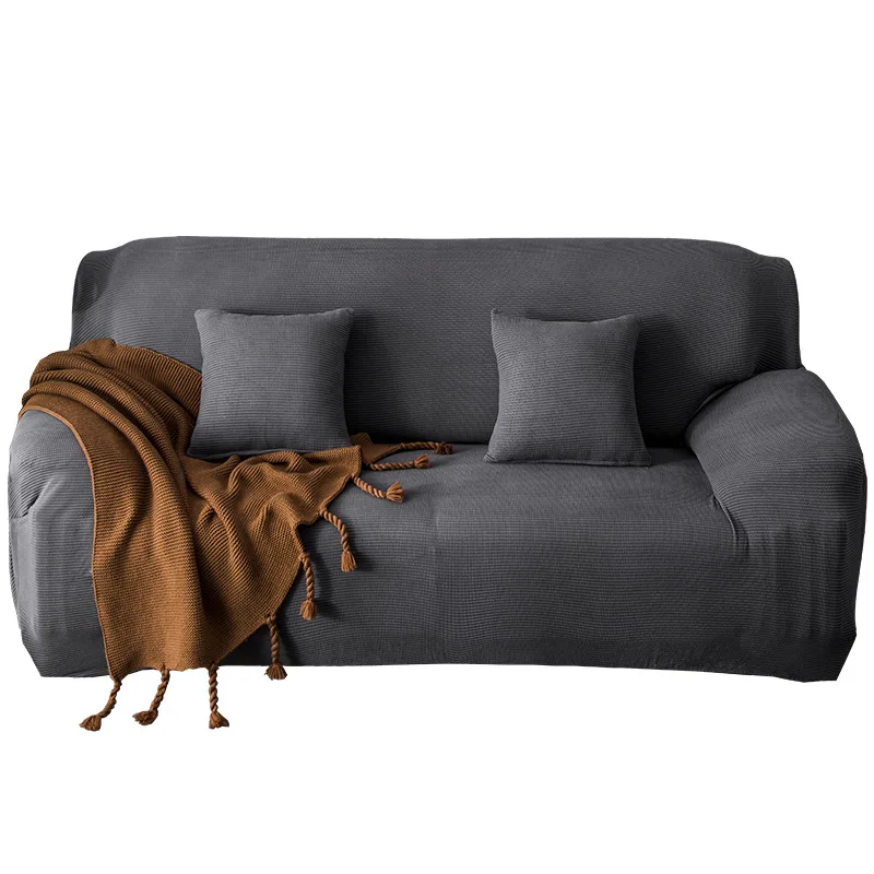 

Grey Fleece Set Thicken Elastic Couch Cover Sofa Cover for Living Room Pets Cubre Sofa Towel Sectional Slipcover Chair Protector