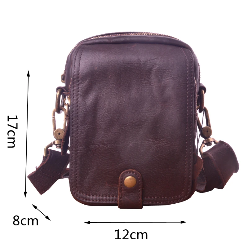 

AETOO Leather one-shoulder slanted bag, men's sports outdoor portable bag, casual mini waist bag