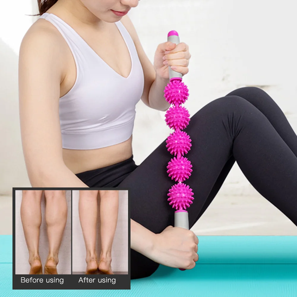

Yoga Massage Stick 5 Spiky Balls Trigger Point Muscle Roller Stick