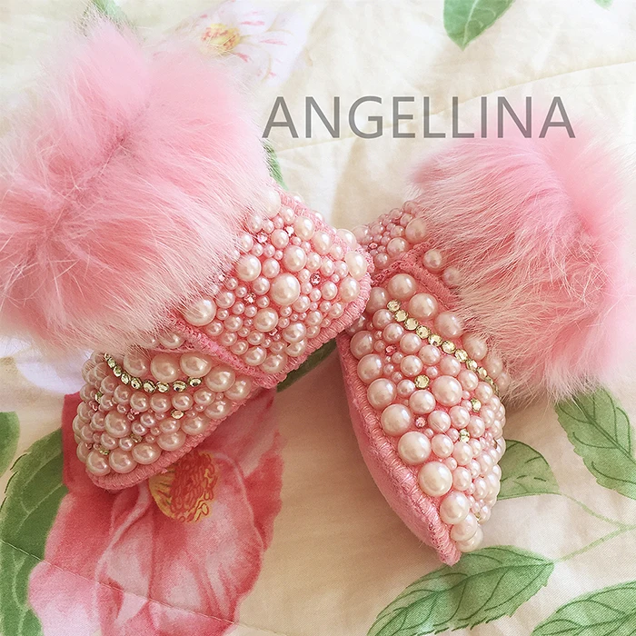 Pink A Одежда для новорожденных на заказ плюс бархатные теплые сапоги хлопковые колготки для младенцев Роскошная Сияющая Жемчужина ботинки Украшенные стразами обувь на сезон осень-зима; розовый цвет - Цвет: Pink A