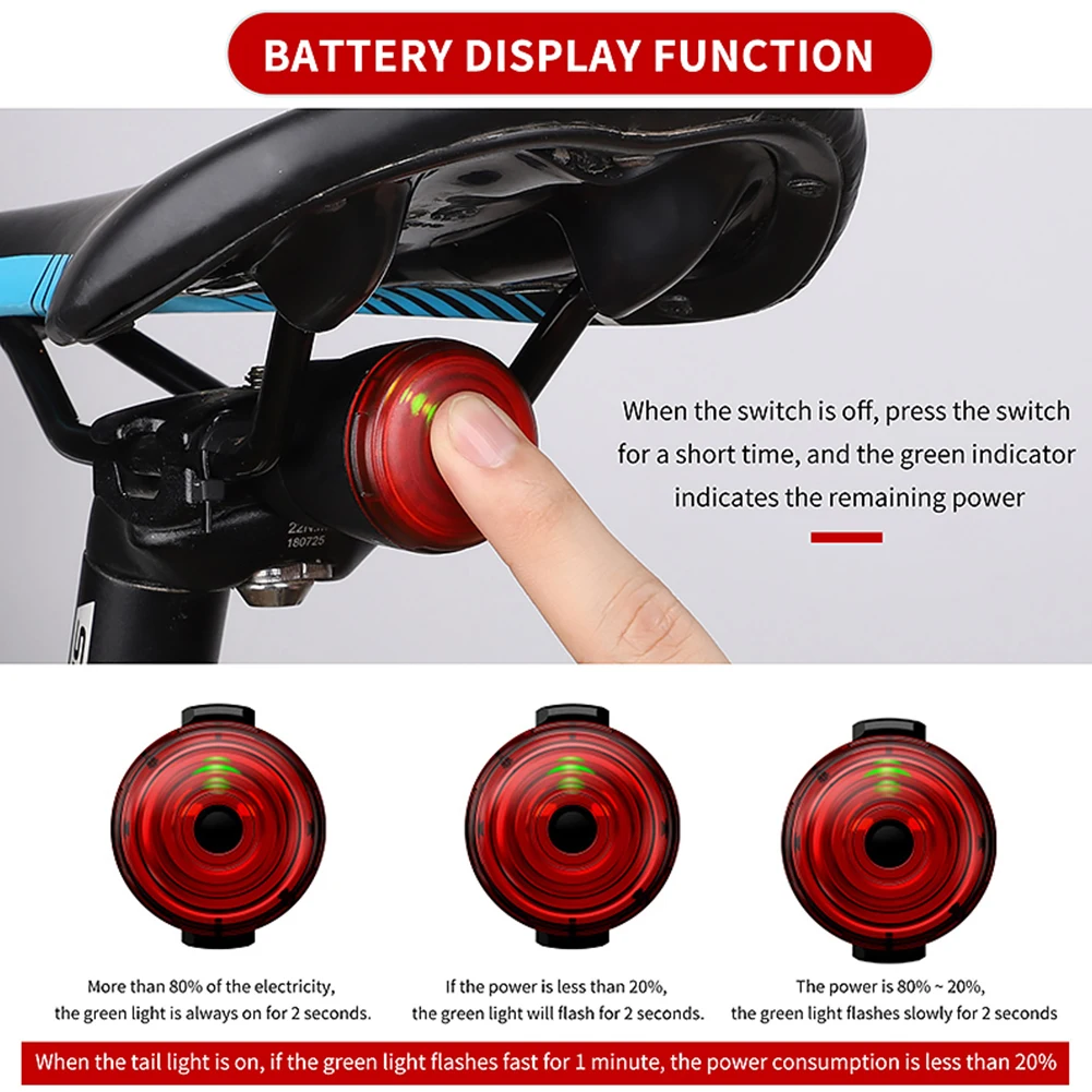 

WEST BIKING Waterproof Cycling Brake Bike Tail Rear Lamp Bicycle USB Taillight Back Headlight Lamp Flashlight