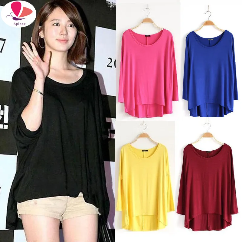

Solid Color Comfortable Casual Round Neck Long Sleeve Women Knitted T-shirt Bottoming Top