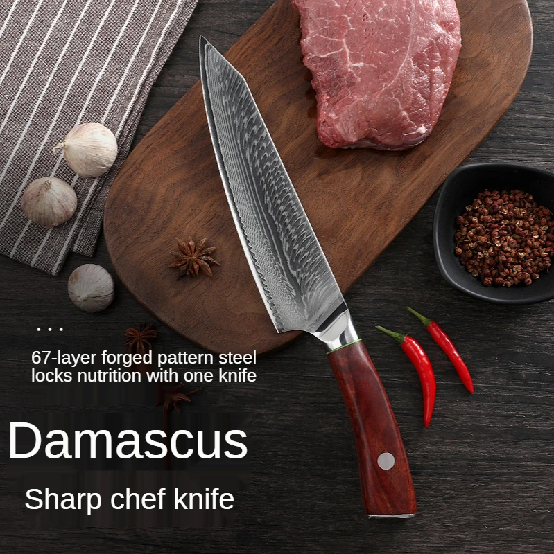 

Японский Кухонный Нож VG10 из Дамасского красного сандалового дерева, Западный поварской нож VG10, нож для рыбы, сашими, нож для приготовления п...
