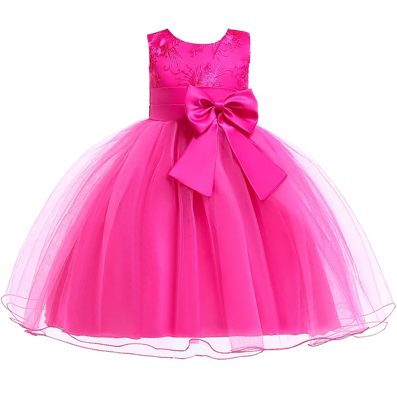 Children Formal Clothes Trend Bow Solid Color Cute Princess Tutu Girls Dress Christmas Day Stage Kids Dresses for 3-10Y | Детская одежда