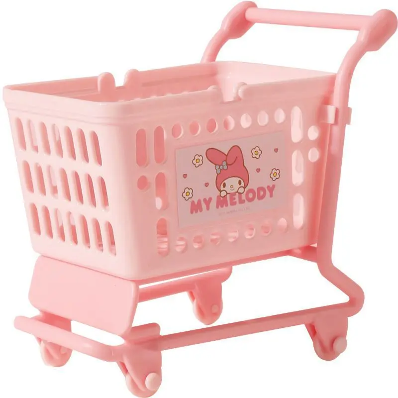 12 см Sanrios милый мультяшный Kawaii Mymelody Kuromi Cinnamoroll Kitty Тележка Настольный ящик для