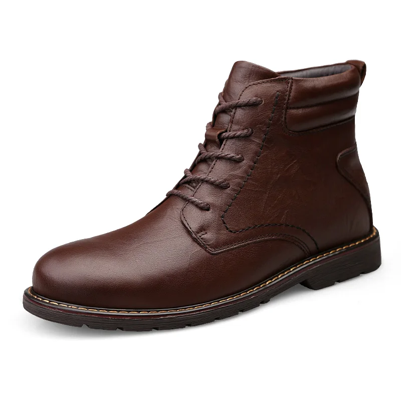 Зимняя обувь из натуральной коровьей кожи; мужские зимние ботинки ручной работы из натуральной кожи; теплые зимние ботинки; мужские ботинки; botas hombre; размеры 38-47
