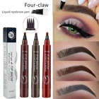 Жидкая татуировка для бровей с 4 головками, 3D микроблейдинг, ручка для бровей, коричневая, черная, водостойкая, бриллиантовая, долговечная