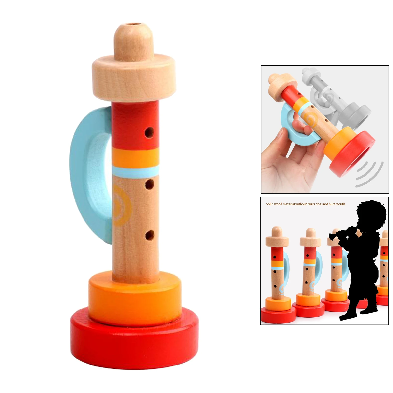 

Colorful Wood Musical Trumpet Hooter Horn Wind Instrument Kids Preschool Art Educational Development Toys Birthday Gift
