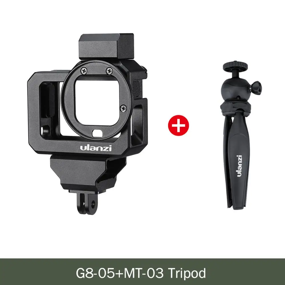 Tripod Kit Ulanzi металлический чехол Vlog Cage для Gopro 8 черный Холодный башмак микрофонный адаптер чехол светодиодный светильник микрофон Gopro батарея адаптер микрофона - Цвет: Tripod Kit