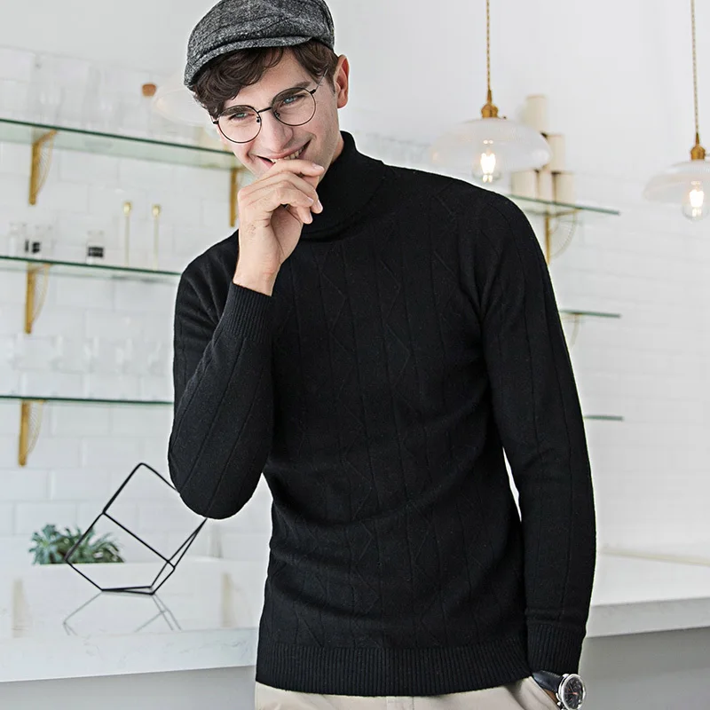 Мужские свитера Мужской базовый пуловер облегающий длинный рукав трикотаж зима