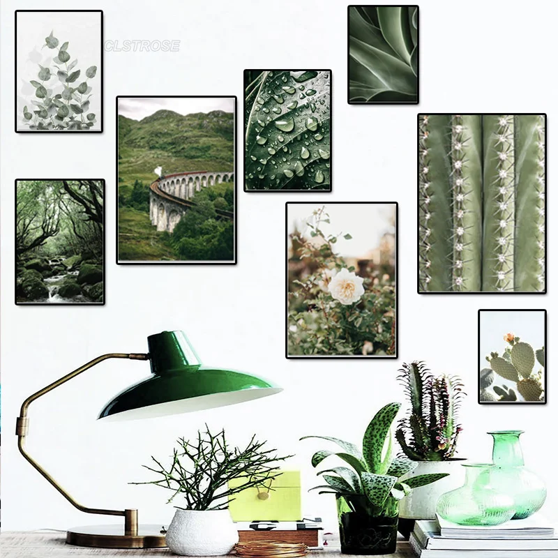 

Green Plant Poster Scandinavian Succulent Cactus Canvas Painting Hd Print Wall Art Home Decor for Living Room Bedroom