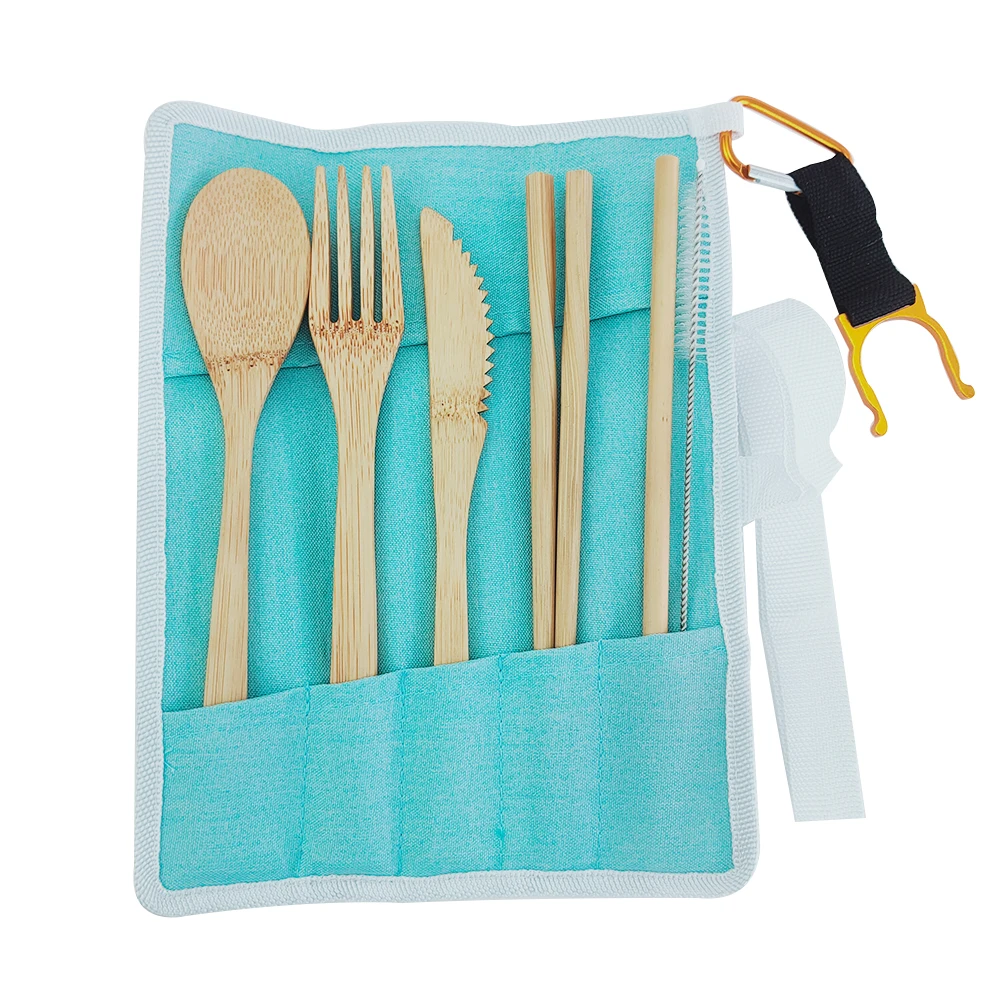 6pcs Hot Bamboo Cutlery Set High-quality Portable Tableware Travel Eco Friendly Flatware kitchen tools Kitchen | Дом и сад