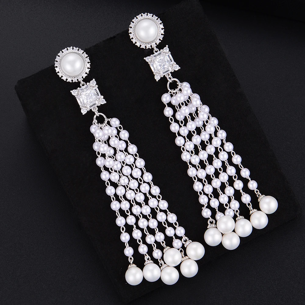 

Bohemia Women Shiny Charm Pearls Pendant Earrings for Women Bridal Actor Dancer Stage Show Party Jewelry Attractive earings