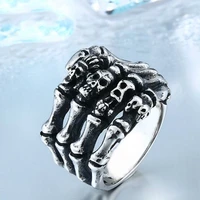 new personality gothic skull hand bone ring trend mens domineering punk ring rock motorcycle jewelry gift