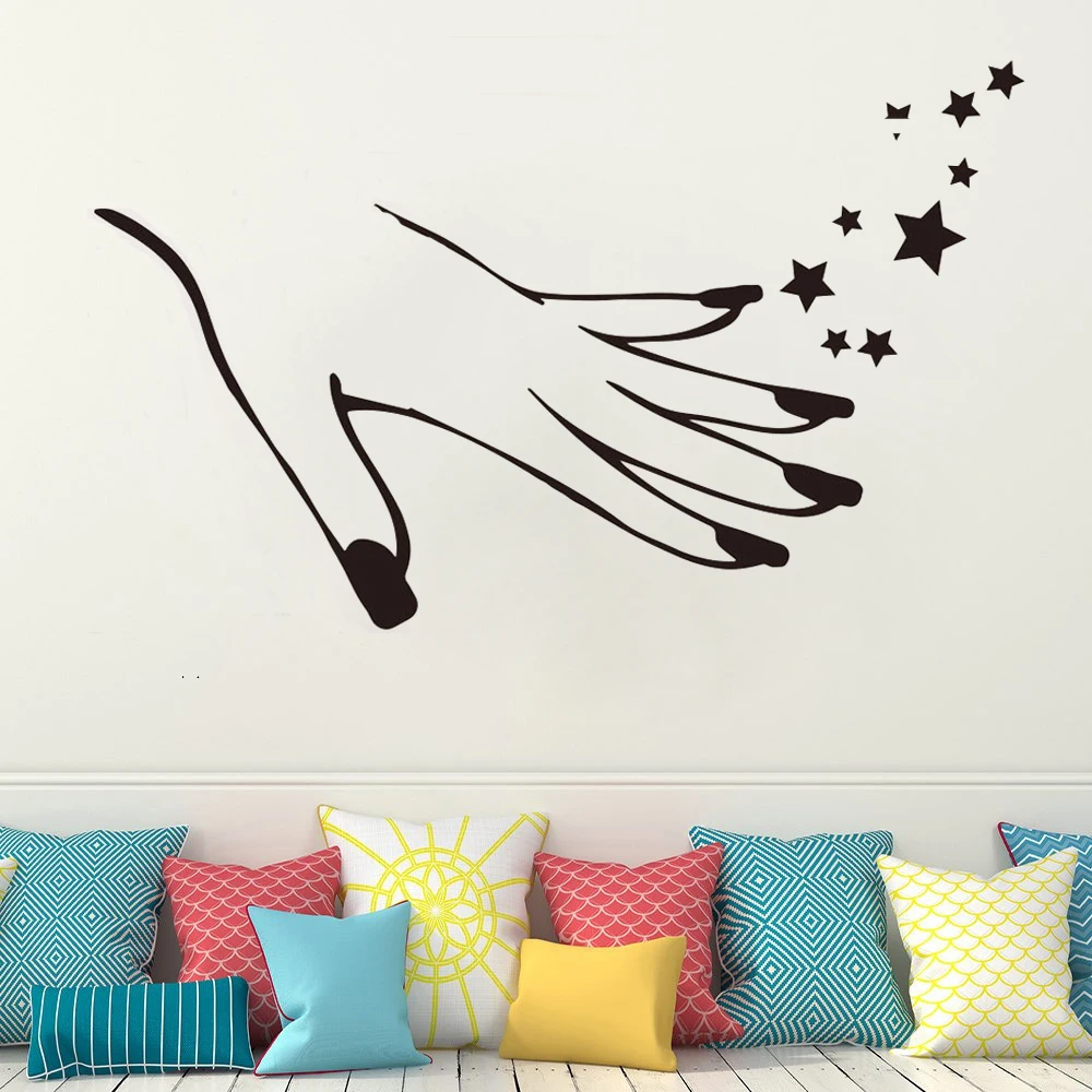 

Beauty Salon Elegant Handmade Wall Stickers Nail Art Nail Manicure Art Wall Stickers Vinyl Removable FK-99