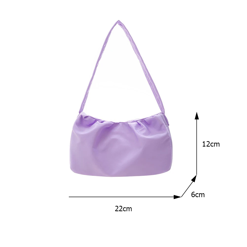 

Fashion Women Canvas Pleated Shoulder Bags Pure Color Underarm Bag Casual Ladies Small Handbags Purse for Women 2021 Trend