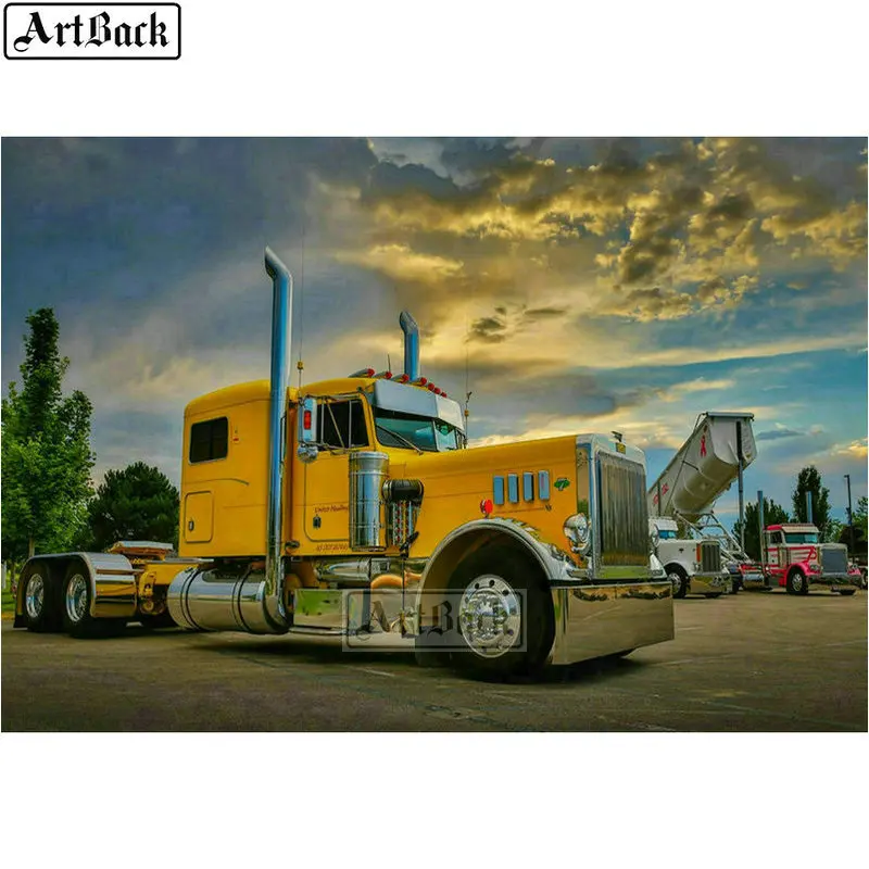 5d алмазная живопись грузовик желтая икона полная квадратная/круглая
